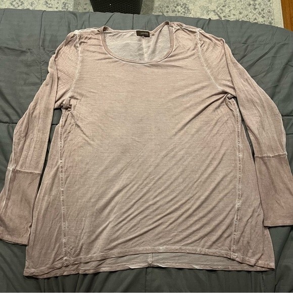 Crosby Washed Pink Scoop Neck Long Sleeve Top Size XL - Picture 6 of 10